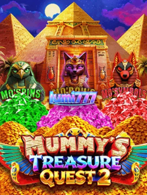 Tampilan visual slot Mummy’s Treasure Quest 2 dengan tema Mesir Kuno